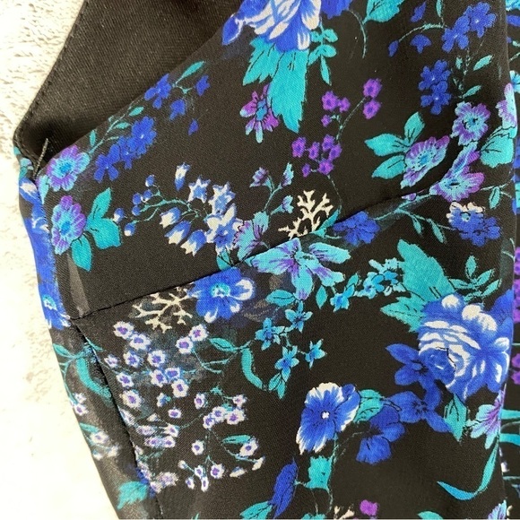 Playback Mini Dress Lined Floral Large V-Neck Halter Elastic Waist - Picture 6 of 11